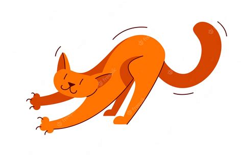 Premium Vector | Cute cat playing and stretching vector illustration ...