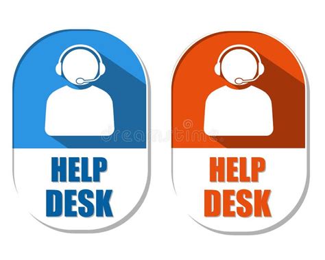 Help Desk With Headset Sign, Two Elliptical Labels Stock Photo - Image: 42116576