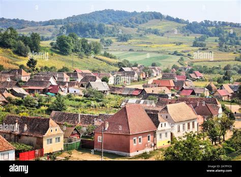 Romania countryside. Biertan village in Transylvania region Stock Photo ...