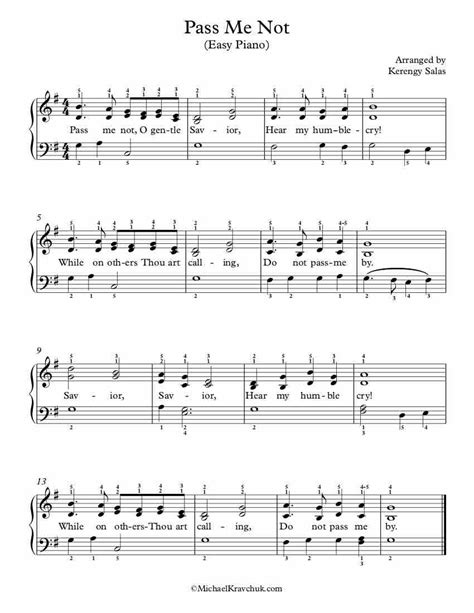 Free Piano Arrangement Sheet Music – Pass Me Not – Michael Kravchuk