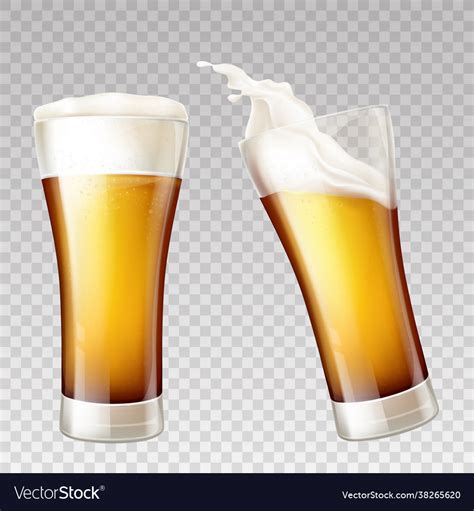 Realistic beer splashes in transparent glass Vector Image