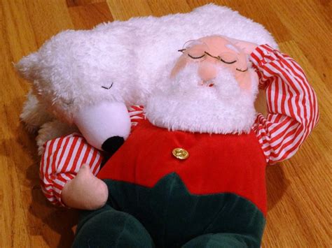 Animated Motionette Snoring Santa Claus Sleeping Polar Bear Christmas Figure | #1836201236