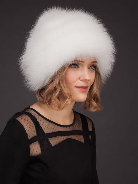 White Fox Fur Hat With Pom-pom | Handmade by NordFur