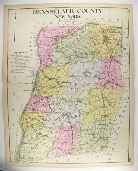 Rensselaer County NY Map 1912 Large Map, New York County Map Rensselaer ...