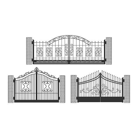 Premium Vector | Wrought forged iron fence gate with ornament decoration