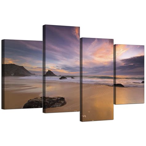 Canvas Prints of a Beach Sunset for your Kitchen - 4 Panel