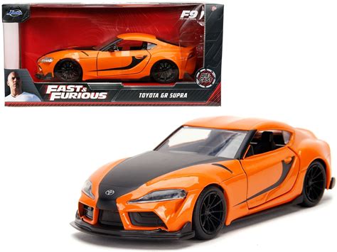 Toyota GR Supra Orange with Black Stripes "Fast & Furious 9 F9" (2021) Movie 1/32 Diecast Model ...