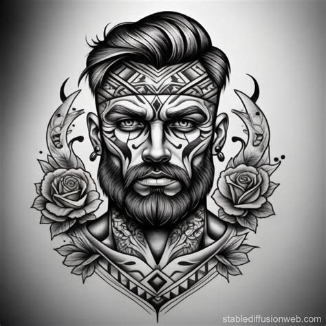 Traditional Man Tattoo Design | Stable Diffusion Online