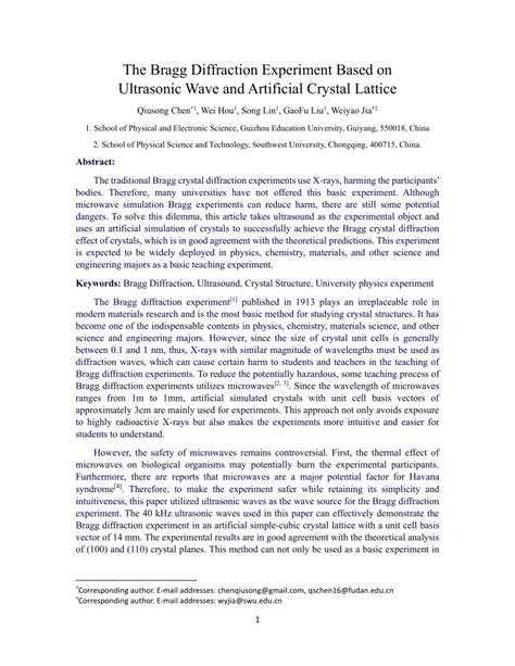 (PDF) The Bragg Diffraction Experiment Based on Ultrasonic Wave and ...