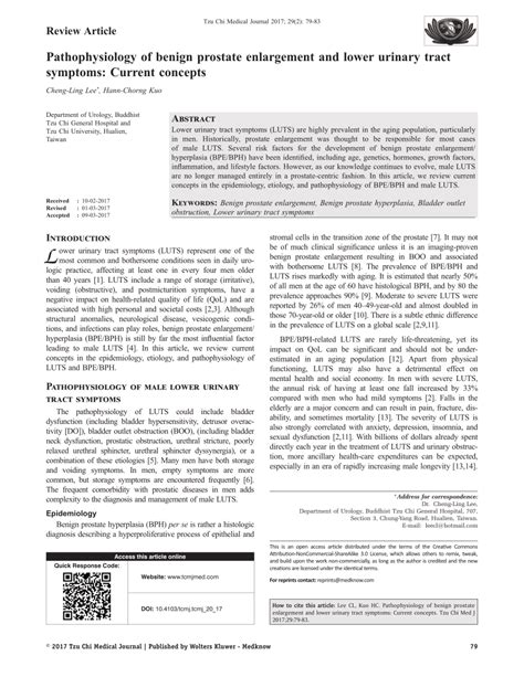 (PDF) Pathophysiology of benign prostate enlargement and lower urinary tract symptoms: Current ...