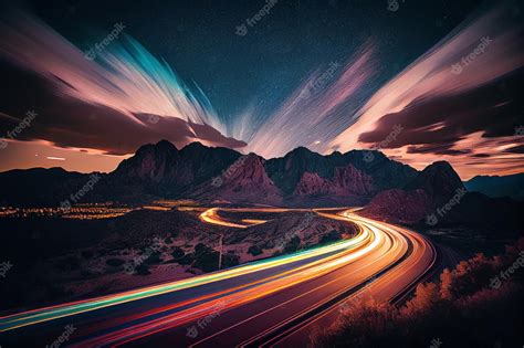 Premium Photo | Night road lights lights of moving cars at ...