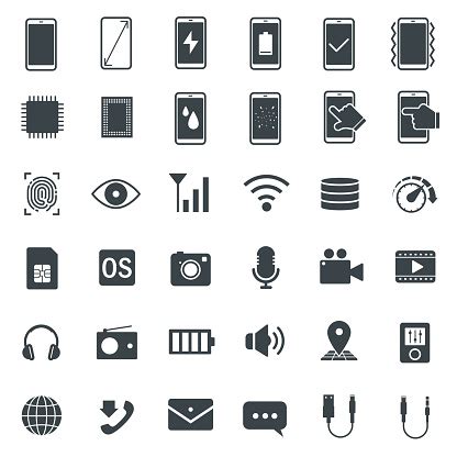 Mobile Phone Specs Icons Vector Illustration Stock Illustration - Download Image Now - Black ...