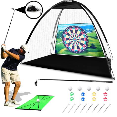 Golf Net Set 10 x 7ft Golf Hitting Nets for Backyard Driving Includes Clubs IndoorOutdoor Golf ...