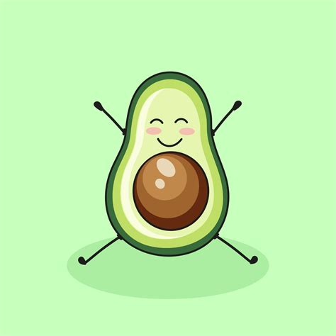 Cartoon Cute Avocado Vector Editable Colorful Drawing Illustration ...