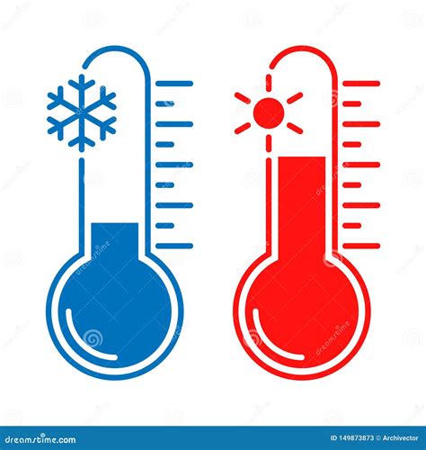 Thermometers with High and Low Temperatures Graphic Icons Stock Vector ...