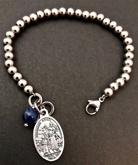 Archangel Zadkiel Lapis Healing Crystal Stainless Steel Charm Bracelet ...