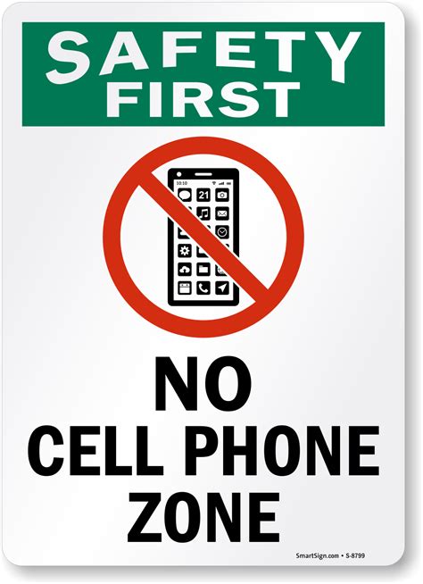 No Cell Phone Zone Sign - Safety First Signs, SKU: S-8799