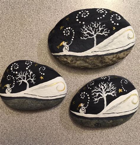 Winter Rock Painting Art