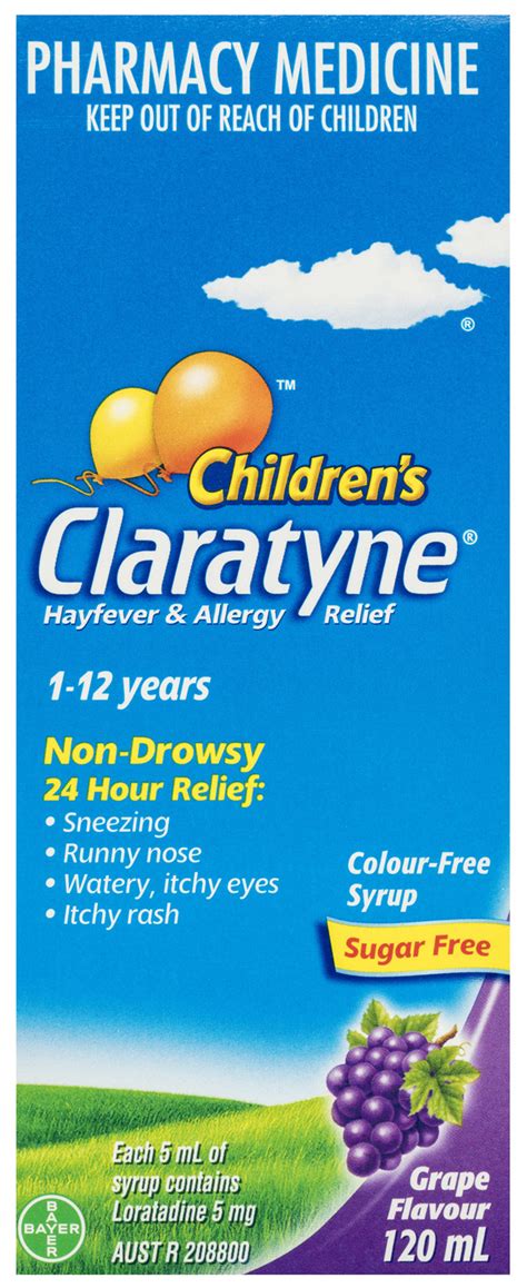 Claratyne Children's Hayfever & Allergy Relief Antihistamine Grape Flavoured Syrup 120ml - Life ...