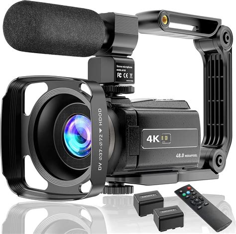 Videocámara 4K UHD 48MP WiFi IR visión nocturna vlogging cámara para YouTube visualización ...