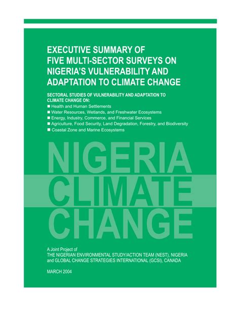 (PDF) CLIMATE CHANGE NIGERIA EXECUTIVE SUMMARY OF FIVE MULTI-SECTOR ...