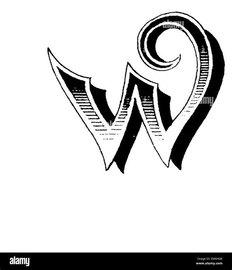 letter W, fancy font Stock Photo - Alamy