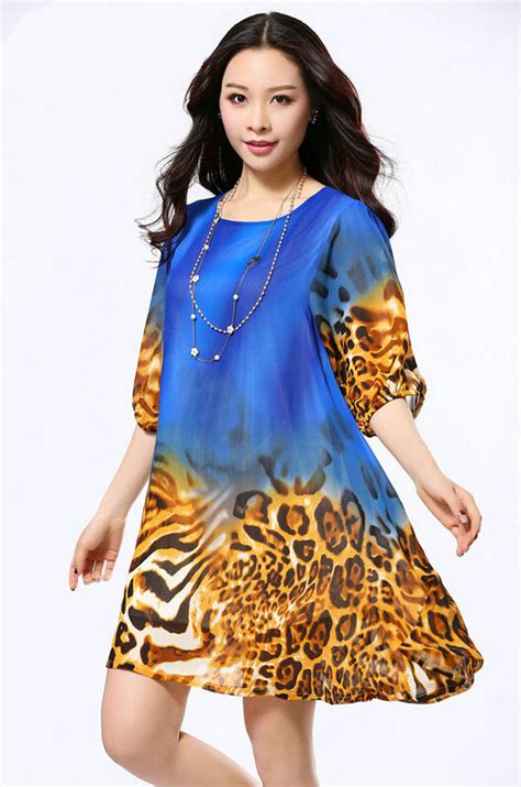 Buy Wholesale Classy Dresses Summer Female Skirts Leopard Print Plus Size Lantern Sleeve - Royal ...