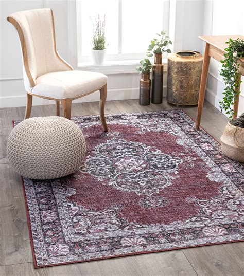 Well Woven Mareva Machine Washable Burgundy Red Vintage Oriental Medallion Area Rug - Walmart ...