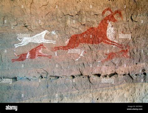 Prehistoric Petroglyphs, rock Art ,Akakus ,Acacus, Mountains, Sahara ...