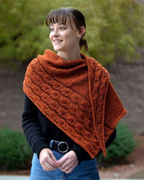 Knit Shawl Pattern, Easy Shawl Knitting Pattern, Cable Knit Scarf Tutorial, Triangle Scarf DK ...