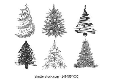 53,673 Vintage Sketch Christmas Tree Images, Stock Photos, 3D objects ...