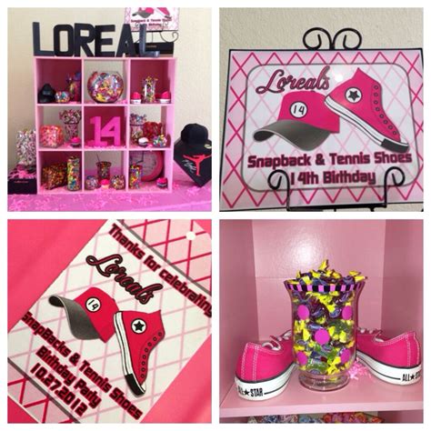 pink and black themed items are displayed on shelves