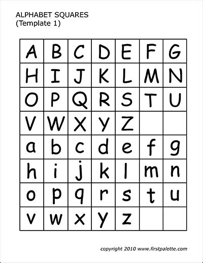 Alphabet Letter Squares | Free Printable Templates & Coloring Pages | FirstPalette.com