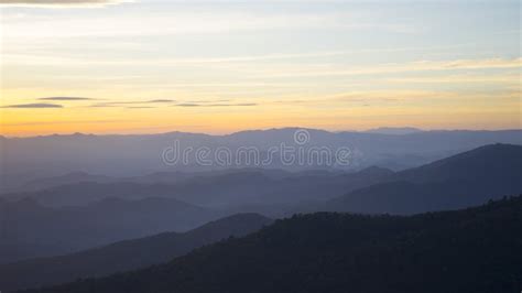 Panoramic Scenery of Mountains at Sunset Stock Image - Image of ...