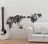 Text world map wall decal - TenStickers