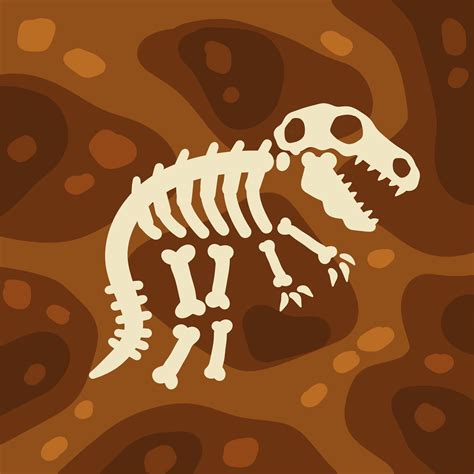 Dinosaur skeleton. Bones of a prehistoric lizard. Archeology and excavations. 7412751 Vector Art ...