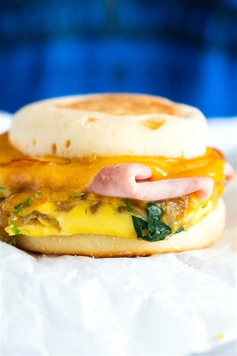 Make Ahead Ham and Veggie Breakfast Sandwiches