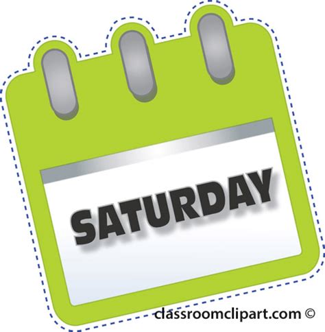 Calendar Clipart- notebook_saturday_green - Classroom Clipart