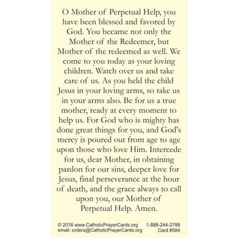 Prayer Cards, Holy Cards : Mother Of Perpetual Help Prayer ...