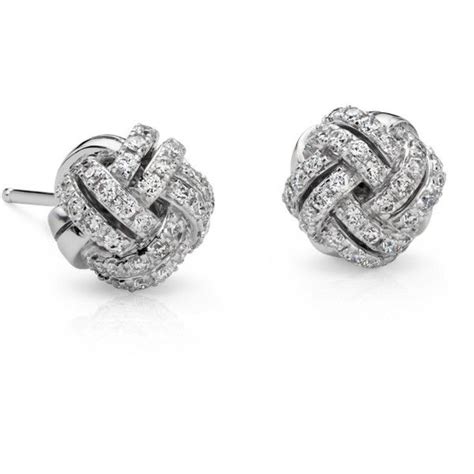 Blue Nile Love Knot Diamond Earrings | Round diamond earrings, Blue ...