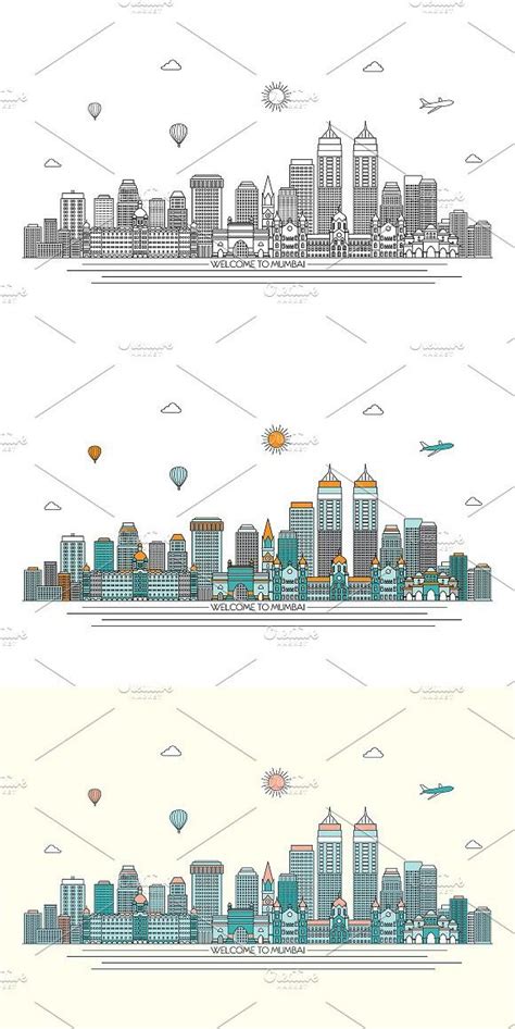 Mumbai line art skyline | Line art, Skyline, Art