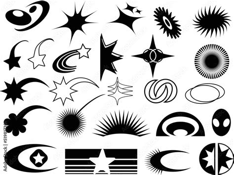 Vector set №4 of Y2K stars, elements and retro-futuristic graphic ...