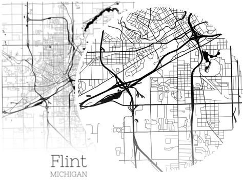 Flint Map INSTANT DOWNLOAD Flint Michigan City Map Printable | Etsy