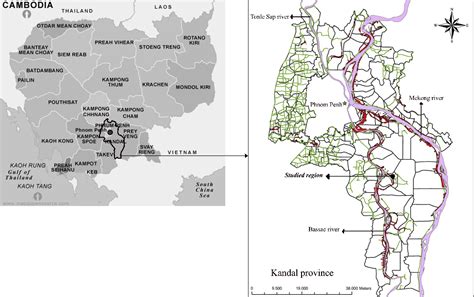 Cambodia Map Kandal Province