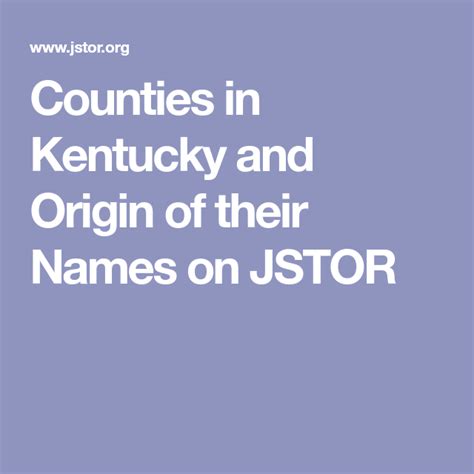 Counties in Kentucky and Origin of their Names on JSTOR | Kentucky ...