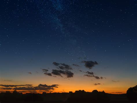 wallpaper starry sky, horizon, sunset, night, clouds, landscape HD ...