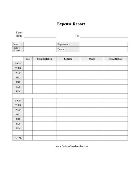 Expense Report Template Free Printable - Printable Templates