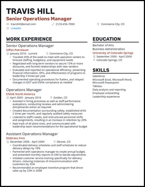 Operations Manager Resume Template Word