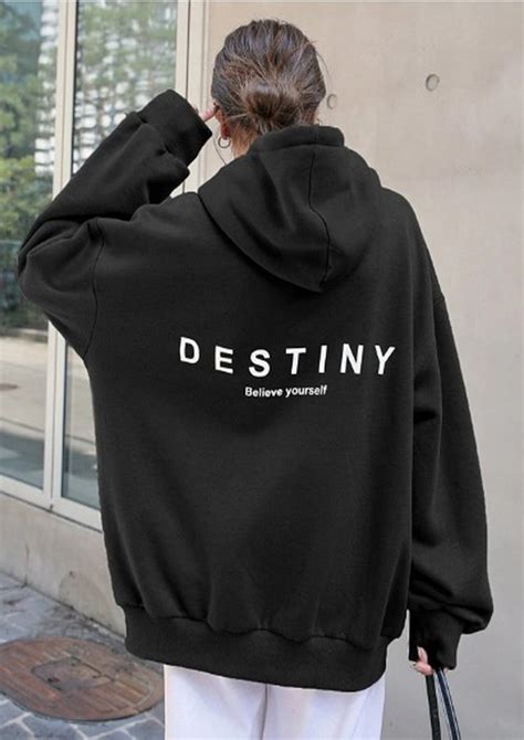 DESTINY Hoodie, Women Gray Oversize Hoodie, Trendy Sweatshirt - Etsy