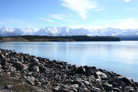 Lake Tekapo in Winter stock image. Image of mirror, background - 16092765